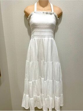 C&C California White Smocked Maxi Dress